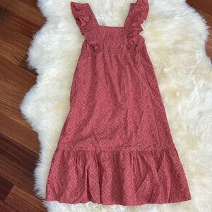 Ba&sh Byrd Broderie Anglaise Midi Dress In Pink Cotton